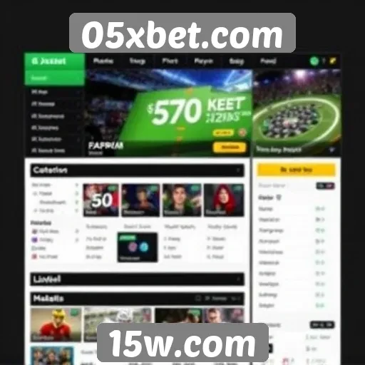 Análise da interface do usuário do site 05xbet
