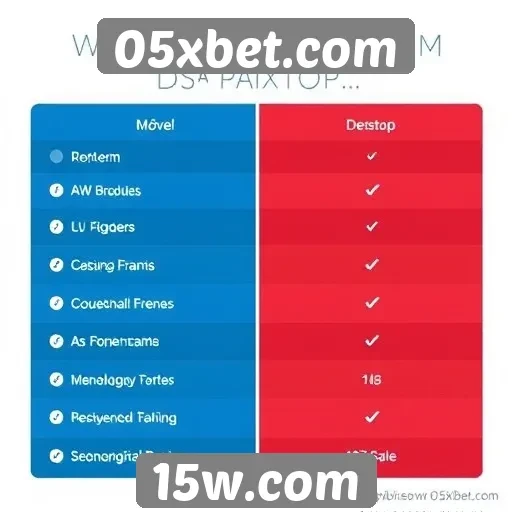 Compare a experiência móvel e desktop do 05xbet